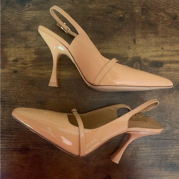 NWOT Larroude Ines Pump In Tan Patent Leather Size 8 New - Picture 4 of 14